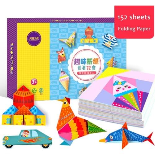 152 Sheets Kids Children Origami Folding Paper for Kindergarten Nursery School DIY Crafts Art Projects Early Educational Toy