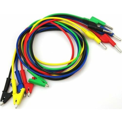 4mm 1M Silicone Banana Plug to Crocodile Alligator Clip Test Probe Lead Wire 18AWG Cable Copper for electrical laboratory