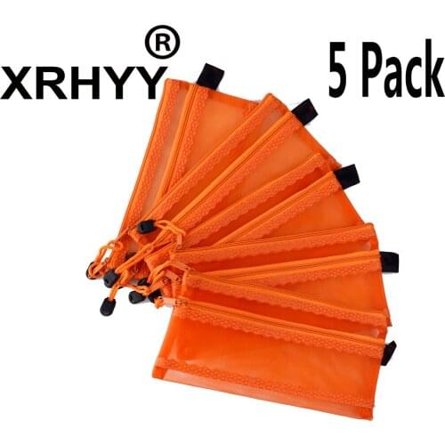 5 Pack A6 School pencil Bags 2-Layer Zipper Pen Holder Storage Pouches Paper Document Folder Bags Stationary Organizer-Orange