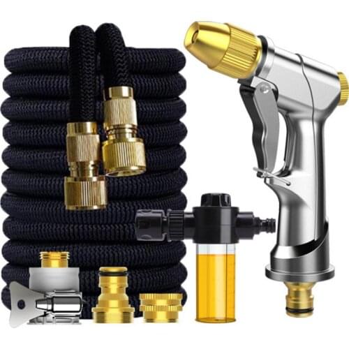 50ft Garden Hose Car Wash Telescopic Hose Expandable with High Pressure Water Gun Adjustable Spraying Home Garden Hose Set