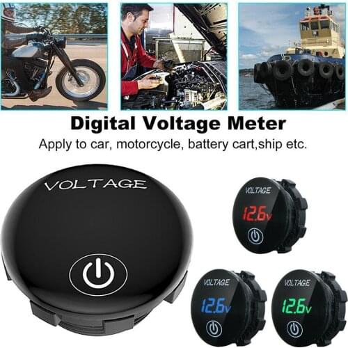 Car Motorcycle DC 12V-24V LED Panel Digital Voltage Touch OFF ON with Switch Display Meter Voltmeter Universal Battery Capa P8O4