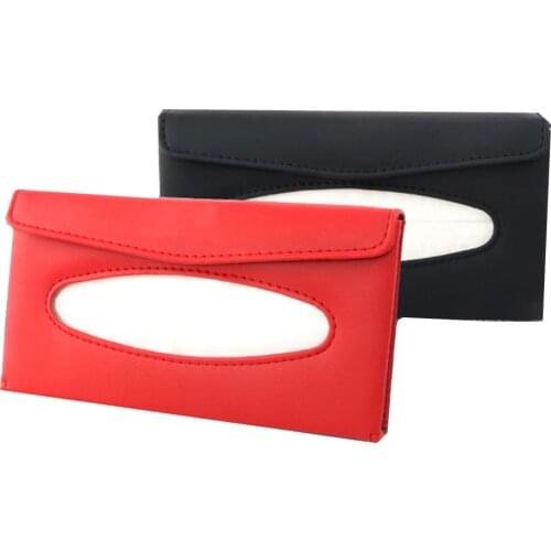 Car Tissue Box PU Leather Car Sun Visor Tissue Box Holder Auto Universal Hanging Type Interior Storage Decoration Car Accessorie