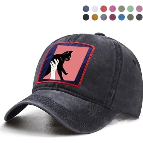 Black Cat Hand Baseball Cap Dad Solid Trucker Snapback Bone Hat Harajuku Street Casquette Woman Berets Ponytail Caps Caquette