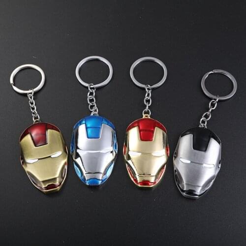 Marvel Movie Avengers Iron Man Hero Mask Zinc Alloy Keychain Bag Car Ornaments