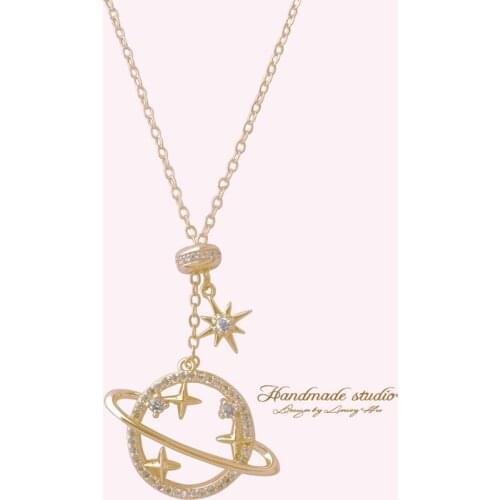 CCijiNG High-quality Artificial Zircon Planet Adjustable Necklace Romantic Planet Versatile Personality Special Gift SG1004