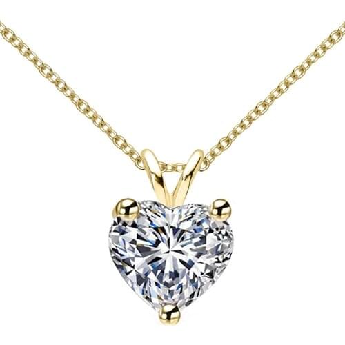 Luxury 100% 925 Sterling Silver Love Heart Cut Created Moissanite Wedding Engagement Fashion Pendant Necklace Fine Jewelry Gifts