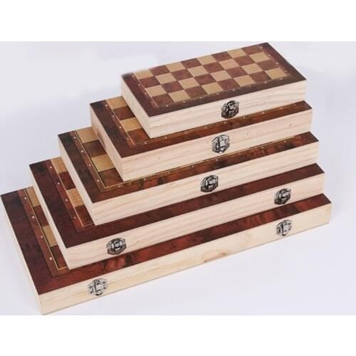 Wooden Chess Set Folding Large Board With Chess Pieces Interior for Storage Portable Travel Board Game Set For Kid
