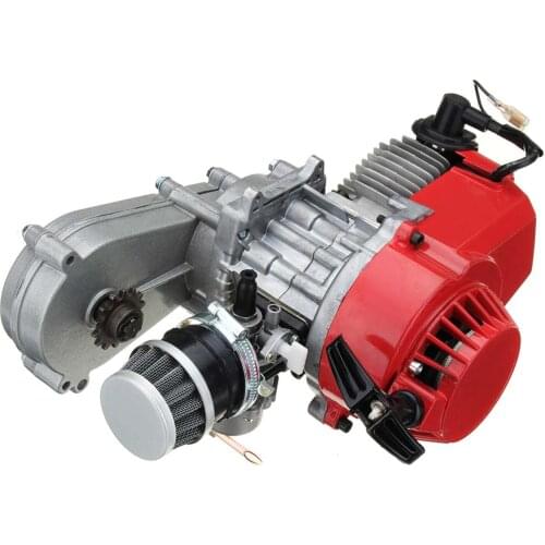 47cc/49cc Engine 2-Stroke Pull Start Motor w/ Transfer Box Red For Mini Dirt Bike