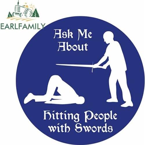 EARLFAMILY 13cm x 12.8cm for Ask Me about Hitting People Diamond Hand VAN Decal Refrigerator Trunk Windows Camper Car Stickers