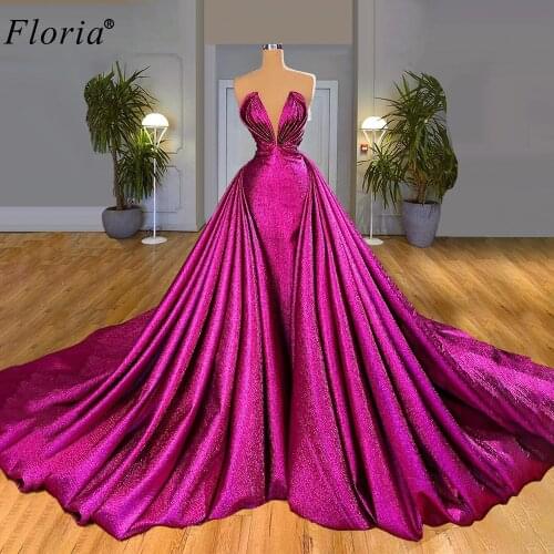 Fuchsia Gorgeous Evening Dresses 2020 Long Mermaid Sleeveless Sexy Celebrity Dresses Women Party Night Prom Dresses Abendkleider