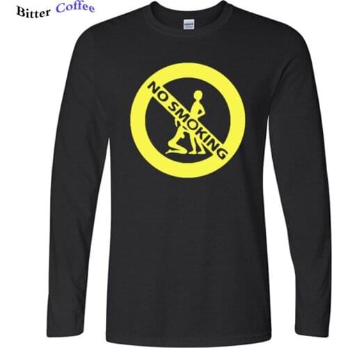 Autumn Girl And Boy No Smoking Sex Printed TShirt For Men Long Sleeve Casual Cotton O-Neck Humor Joke Funny Tshirt Plus Size