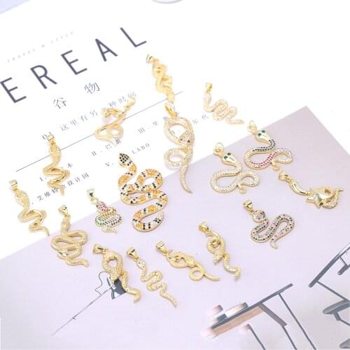 Juya DIY Rainbow Animal Talisman Accessories Gold Snake Charms For Handmade Fashion Bracelet Necklace Earring Jewelry Making