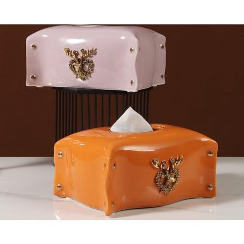 Tissue Box Bathroom Ceramic Organizer Paper/Rack Holder Removable Waterproof Function For Living Room Table Useful Elk Style