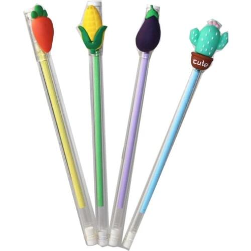 Creative Cartoon Kawaii Small Fresh Transparent Vegetable Gel Pens Refill School Office Stationery Gift Writin