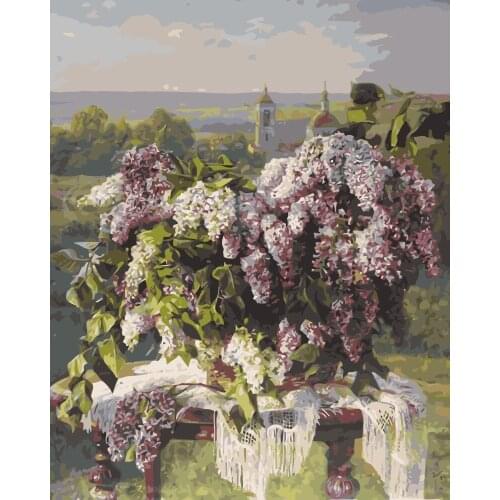 MaHuaf-i527 Evening lilac DIY oil painting by numbers on canvas paint by number kits wall decor painting for living room