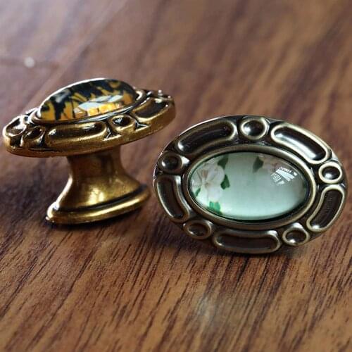 NEW Free Shipping simple Fashion Bronze Handle Crystal Drawer Dresser Cupboard Shoe Closet Pulls Zinc Alloy Furniture door Knobs