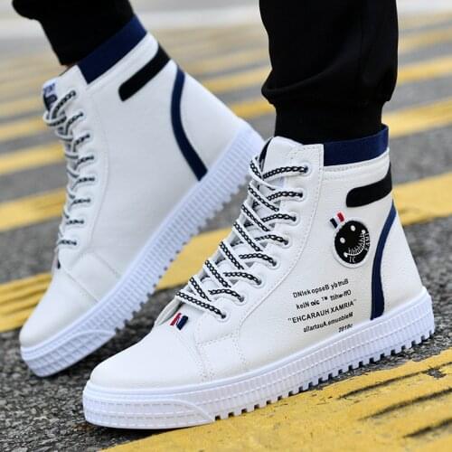 Spring and autumn new white high-top shoes mens shoes trend wild lazy shoes fashion wild shoes tide high-top shoes sneakers