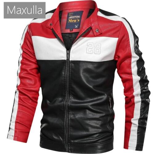 Maxulla Autumn Mens Leather Jackets Casual Mens Outwear Motorcycle PU Leather Jacket Male Slim Fit Biker Leather Coats Clothing