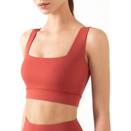 Sexy Gym Vest Sports Bra Push-up Yoga Crop Top Women High Impact Square Neck Running Shockproof Fitness Underwear Breathable