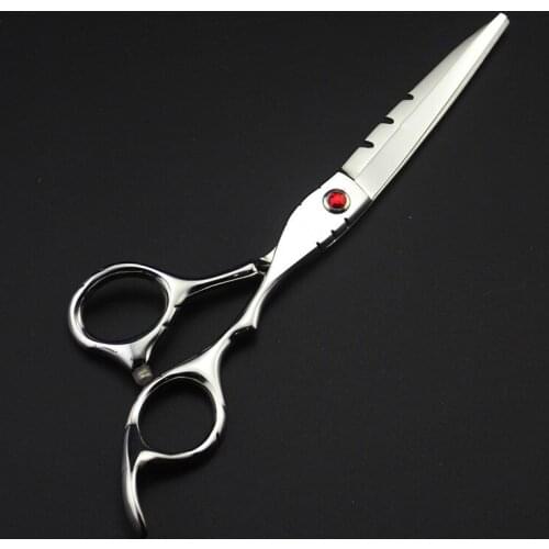 Professional 6 inch & 5.5 inch red blue 440c 9cr13 hot shears scissor cutting barber cut hair scissors set hairdressing scissors