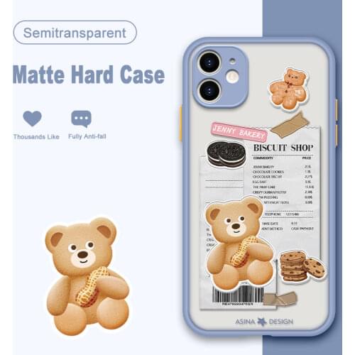 ASINA Transparent Phone Cases For iPhone 11 12 Pro Max Hard PC Cartoon Covers For iPhone 7 8 Plus Xs Xr SE2020 Case Capa Bear