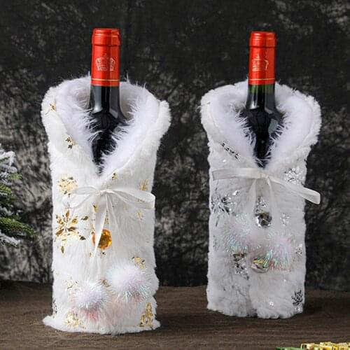 Christmas Wine Bottle Cover Bag Merry Christmas Decor With Snowflake For Home Dinner Party Ornments Xmas Gift New Year 2022