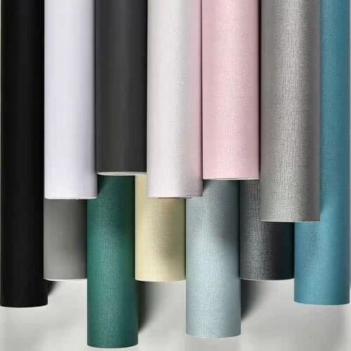 Family wallpaper self-adhesive waterproof wallpaper linen pattern mildew solid color dormitory bedroom childrens room paper