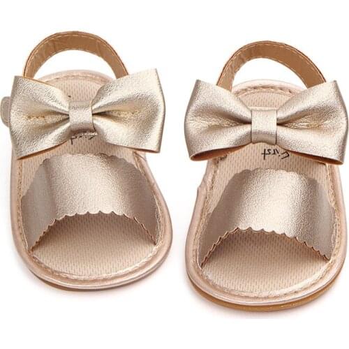 Summer Baby Fashion Sandals Solid Color Bowknot Non Slip Flat Bottom Breathable Comfortable Toddler Shoes