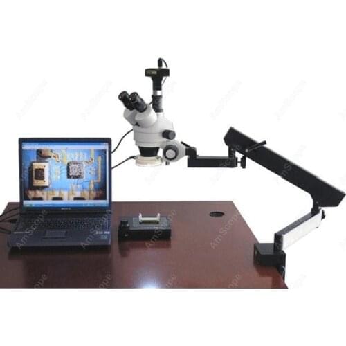 Articulating Stereo Microscope--AmScope Supplies 3.5X-90X Articulating Stereo Microscope with 54-LED Light + 5MP Digital Camera