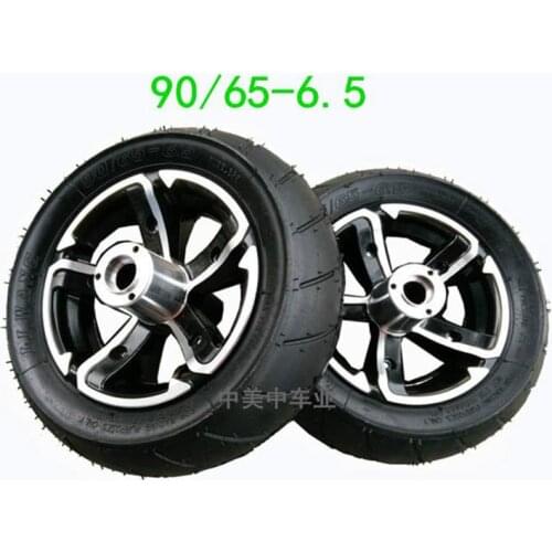Electric Scooter 11 Inch Vacuum Tire 90/65-6.5 Inner and Outer Aluminum Wheel Front and Rear Wheel Hub Tire Assembly