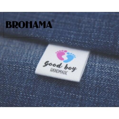 Custom folding labels / custom brand labels, clothing labels, Child footprint (MD0510)