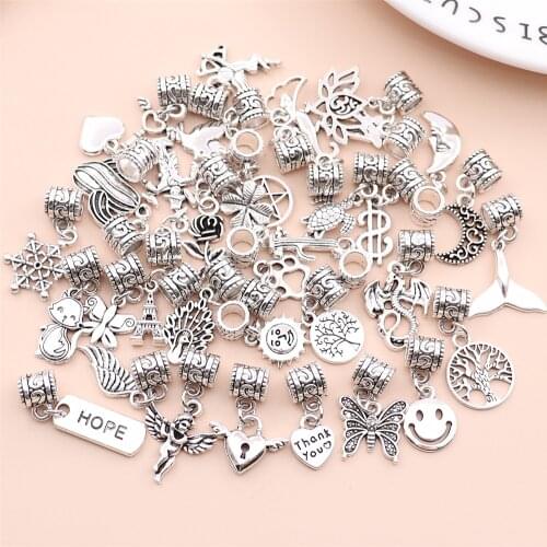 Mix 30pcs Retro Style Beads Vintage Pendants Fit Necklace Bracelet Charms for Women DIY Jewelry Making