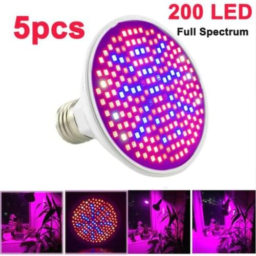 5pcs Full Spectrum LED Plant Grow Light 200 E27 Bulbs flowers growing lamp Hydroponic greenhouse Indoor room box growth Lighting