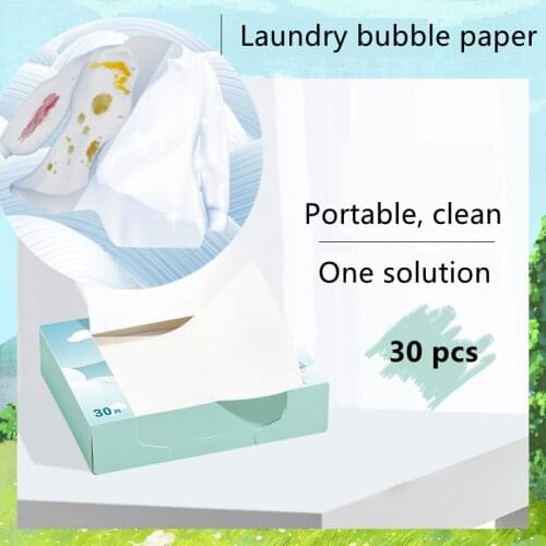 30 Sheets Eco-Friendly Fragrance Cleaning Laundry Tablets Wash Discs Washing Powder Soap Softener Detergent Clothes Bra Washer