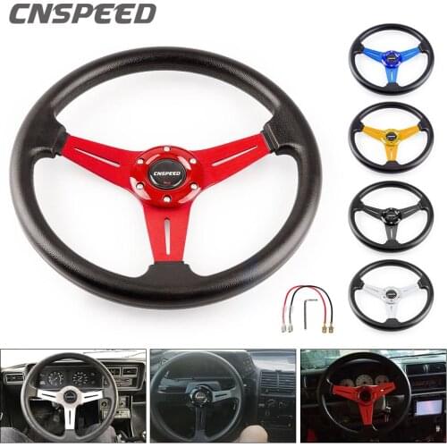 Universal Racing PU Leather Steering Wheel 350mm 14inch Aluminum Alloy Auto Sport Drifting Steering Wheels Deep Dish Corn Style