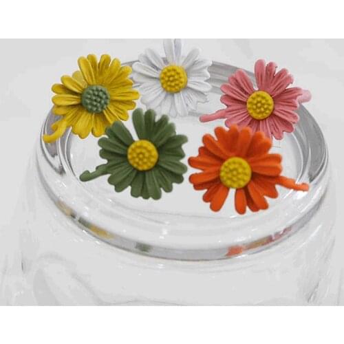 15MM Vintage Colorful Chrysanthemum Glazing Stud Earrings With Hoop DIY Jewelry Making Findings Acceossires