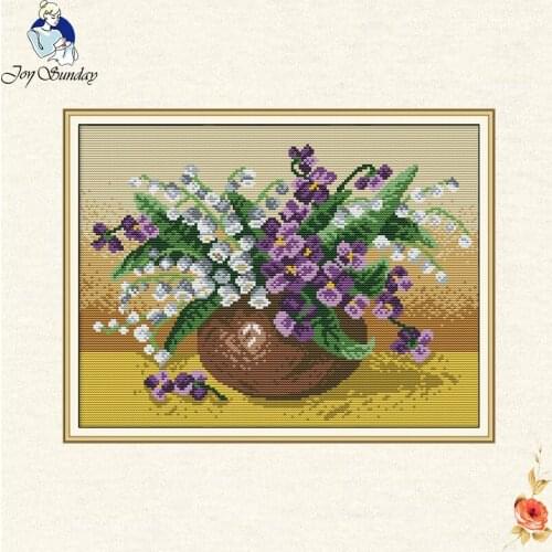 Joy sunday Lily of the Valley flowers cross stitch package 14ct 11ct cloth cotton thread embroidery DIY handmade needlework gift