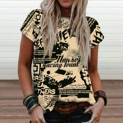 Women Black White Stripe Printing T-shirt Lady Street Casual Loose Short Sleeve Female Round Neck Harajuku Clothes