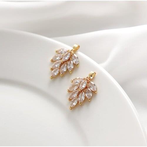 Copper 18K Gold Zircon Double Layer Rotatable Disc Leaves Pendant Charms 25mm 1pcs For DIY Jewelry Necklace Making Accessories