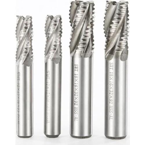1pcs HSS-AL 4Flute Rough machining 6mm-32mm End mill wave edge Roughing milling cutter Machine Milling Machinery Cutting tool