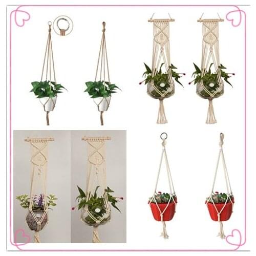 1Pcs Handmade Plant Pot Hanger Basket Macrame Flowerpot Plant Hanging Rope Holder Home Garden Decoration