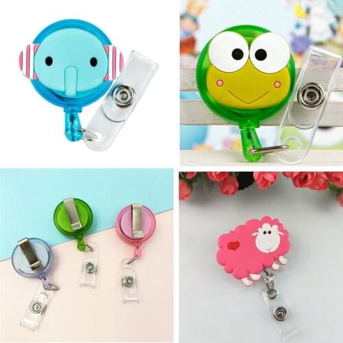 1pc Animal Frog Elephant Sheep Retractable Badge Reel Students Nurses Exhibition ID Name Staff Employees Work Card Clip