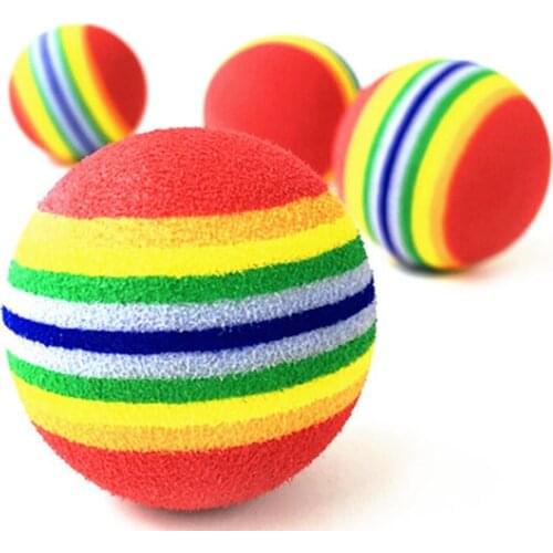 2 Pcs/Set Funny Colorful Gifts Chew Balls Rainbow Ball Pet Toys EVA Soft Interactive Cat Dog Puppy Kitten Pets Products Tools