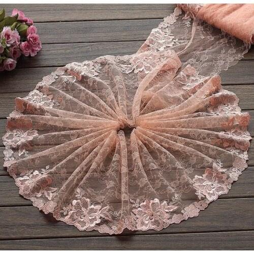 2 Yards Lace Trim Exquisite Flowers Embroidered Peachy Pink Tulle Lace 9 Inches Wide High Quality