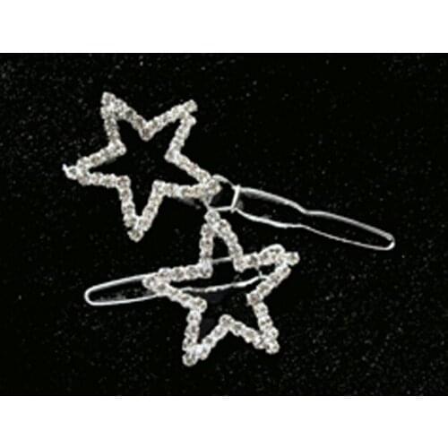 2017 Girls hair accessories lady SLV color hinestone star hinge clip hair jewelry headwear fashion ornament accessories 6pcs x