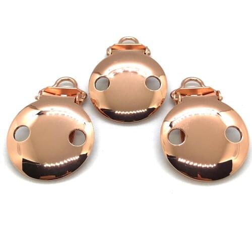 25pcs Small Loop 5mm Rose Gold 2 Holes Pacifier Clips Suspender Clips EN-12586