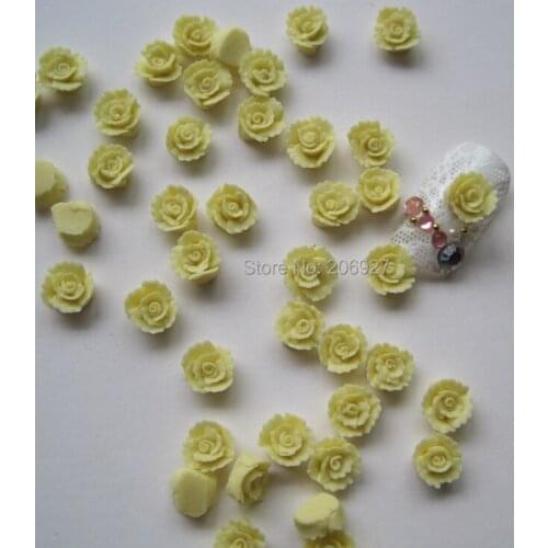 CF4-8 30pcs Cute Ceramic Yellow Flower Shape Nail Art Decoration Outlooking