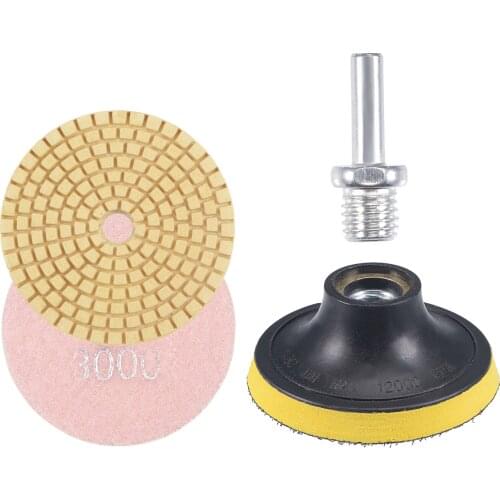 Uxcell 3" 3000 Grit Diamond Wet Polishing Pad M14 Backer Pad for Stone Concrete 4 Pcs