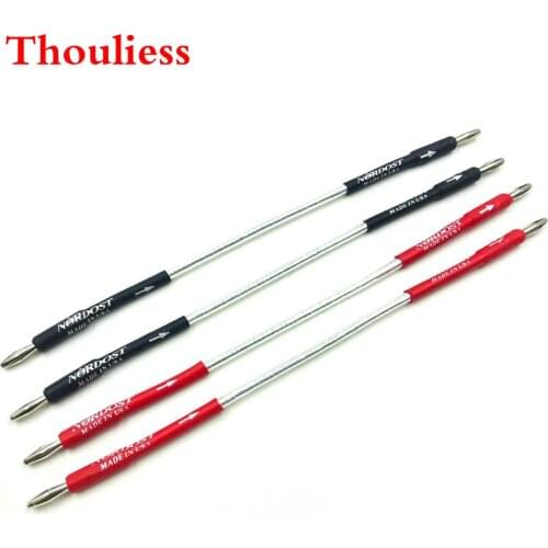 Thouliess HIFI 4Pcs/lot 20cm Nordost ODIN Audio Jumper Cable OCC Copper Silver Plated Y Spade Banana plug Connector Bridge Cable