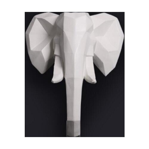 BLACK WHITE WALL MOUNTED ELEPHANT HEAD TROPHY WALL ART PLAQUE HUNT SCULPTURE-FAUX TAXIDERMY MODERN HANGING HOME DECOR ORNAMNENT